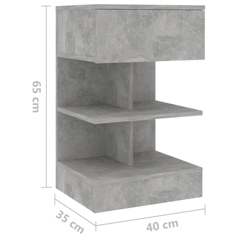 vidaXL 2 db betonszürke éjjeliszekrény 40 x 35 x 65 cm