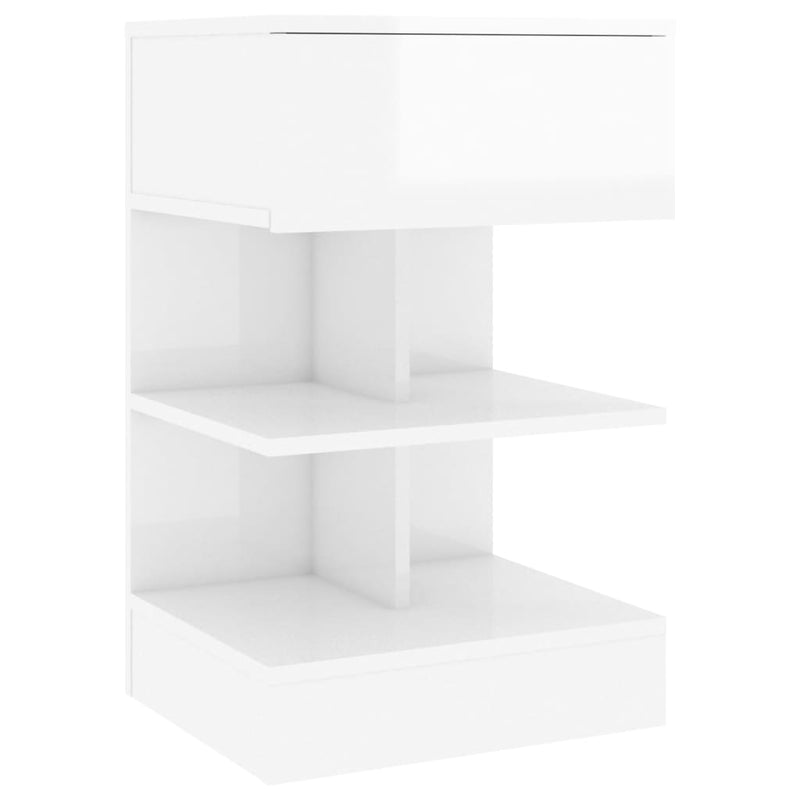 vidaXL magasfényű fehér szerelt fa éjjeliszekrény 40 x 35 x 65 cm