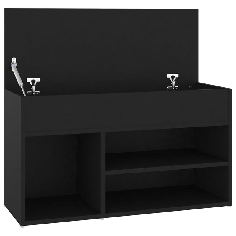 vidaXL fekete szerelt fa cipőtároló pad 80 x 30 x 45 cm