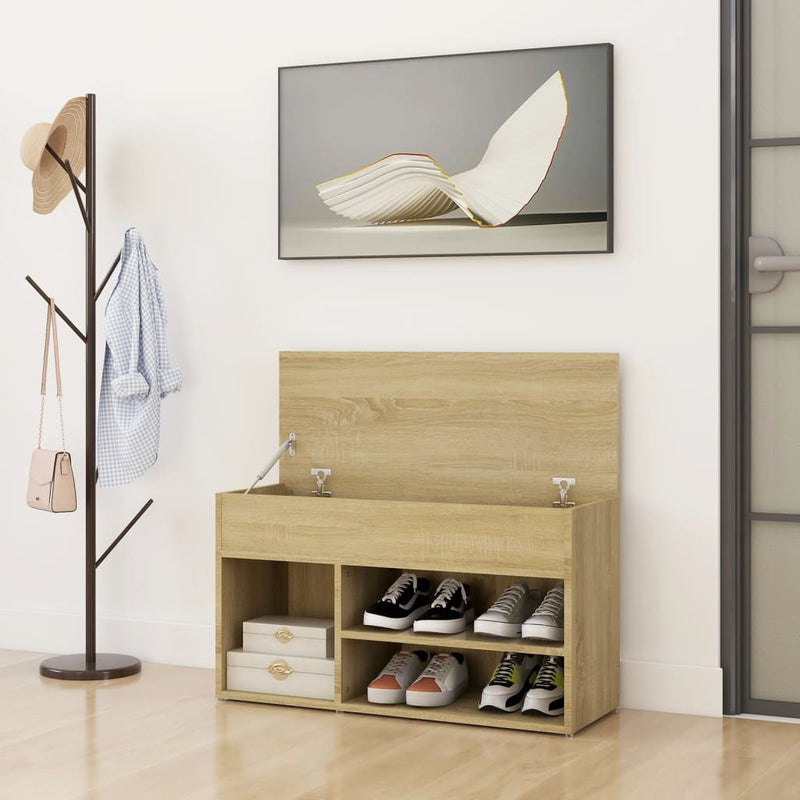 vidaXL sonoma tölgy színű szerelt fa cipőtároló pad 80 x 30 x 45 cm