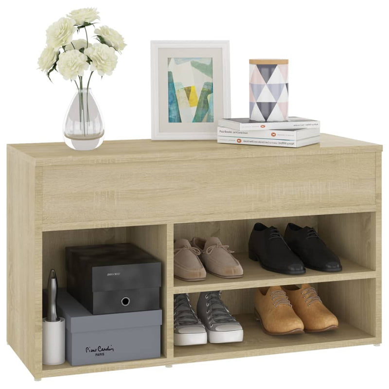 vidaXL sonoma tölgy színű szerelt fa cipőtároló pad 80 x 30 x 45 cm