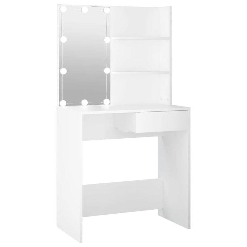 vidaXL fehér fésülködőasztal LED-világítással 74,5 x 40 x 141 cm
