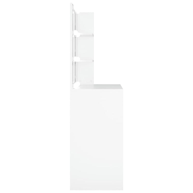 vidaXL fehér fésülködőasztal LED-világítással 74,5 x 40 x 141 cm