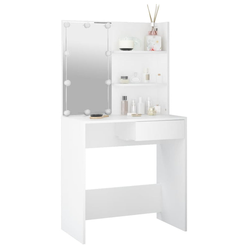 vidaXL fehér fésülködőasztal LED-világítással 74,5 x 40 x 141 cm