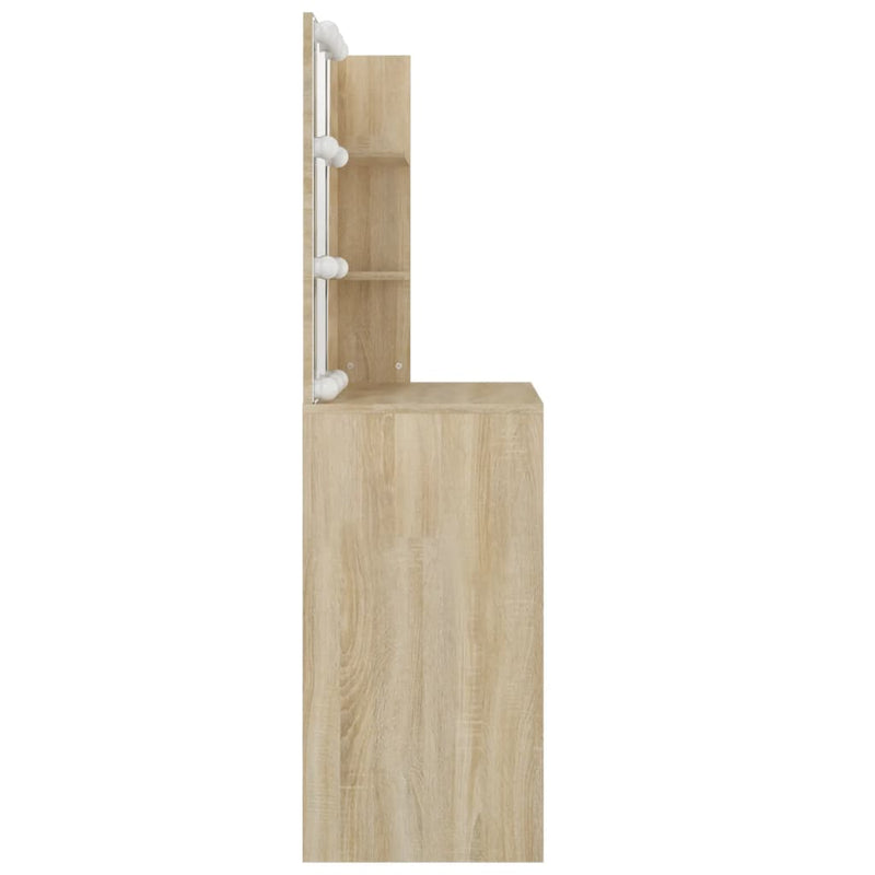 vidaXL sonoma tölgy színű LED-es fésülködőasztal 74,5 x 40 x 141 cm