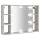 vidaXL betonszürke tükrös szekrény LED-ekkel 76 x 15 x 55 cm