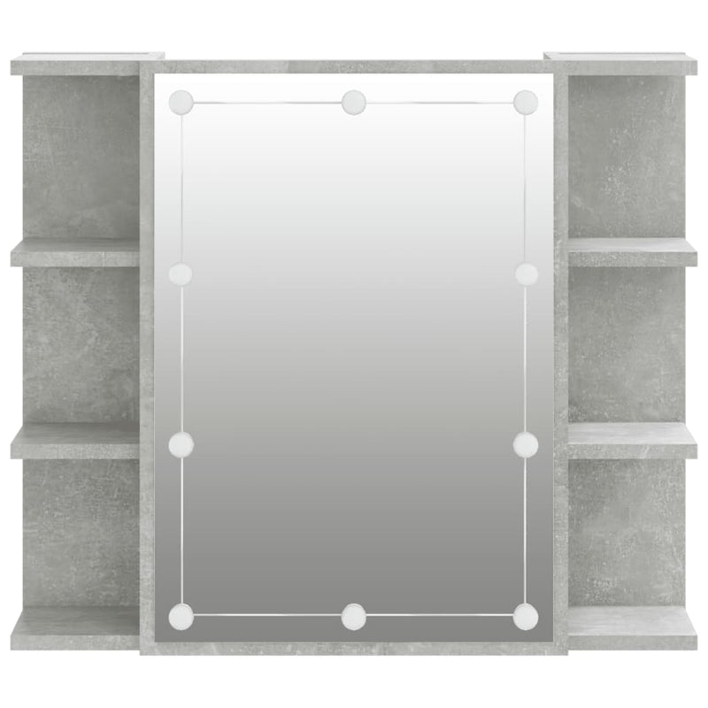 vidaXL betonszürke tükrös szekrény LED-ekkel 70 x 16,5 x 60 cm