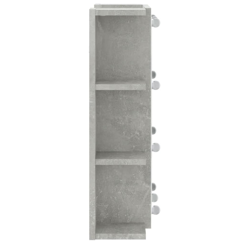 vidaXL betonszürke tükrös szekrény LED-ekkel 70 x 16,5 x 60 cm