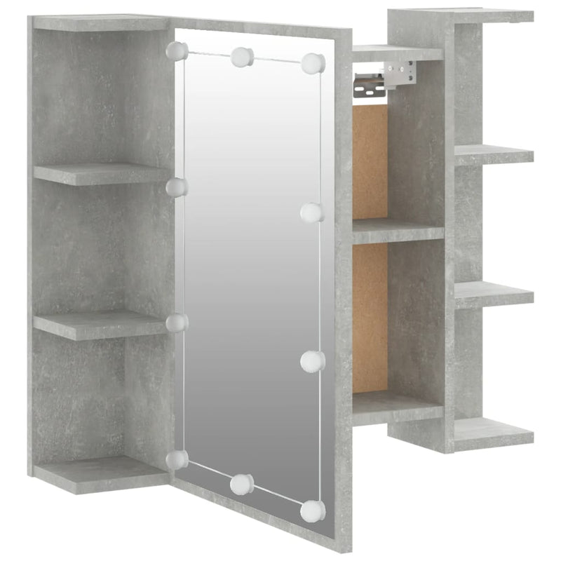 vidaXL betonszürke tükrös szekrény LED-ekkel 70 x 16,5 x 60 cm