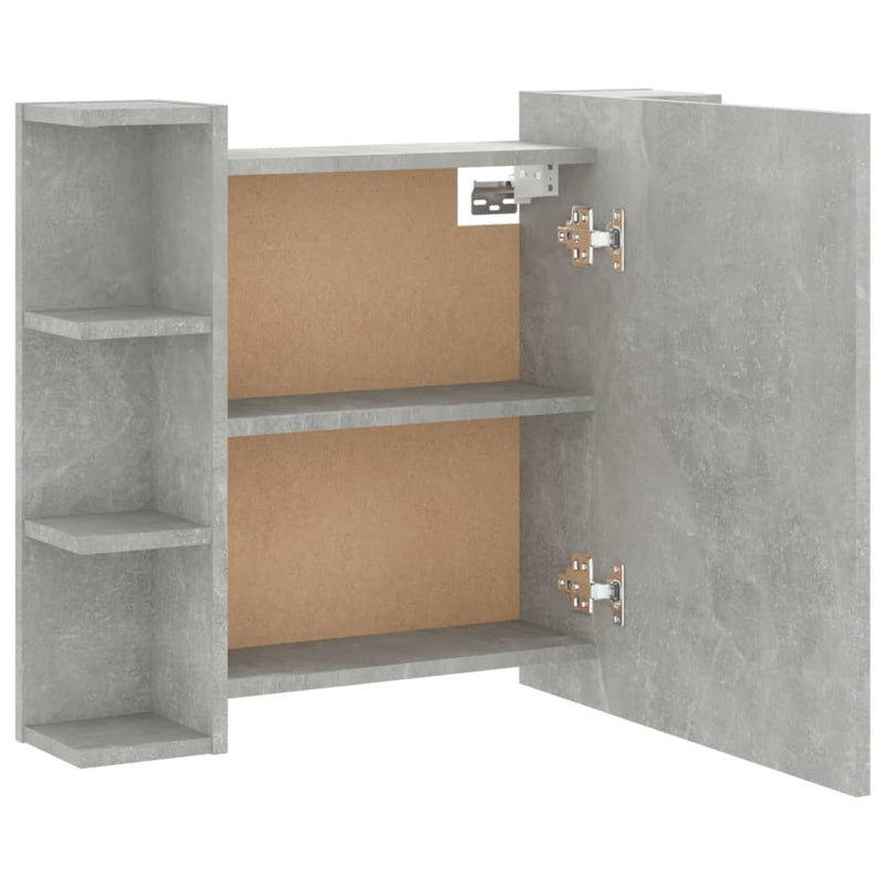 vidaXL betonszürke tükrös szekrény LED-ekkel 70 x 16,5 x 60 cm