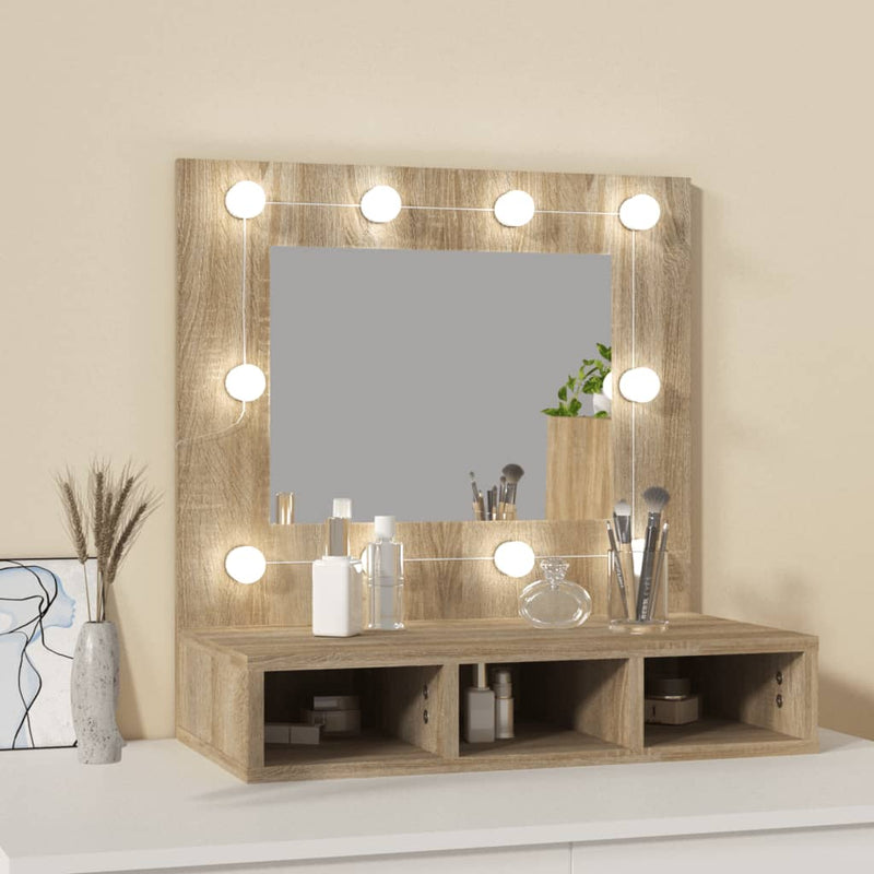 vidaXL sonoma tölgy tükrös szekrény LED-ekkel 60 x 31,5 x 62 cm