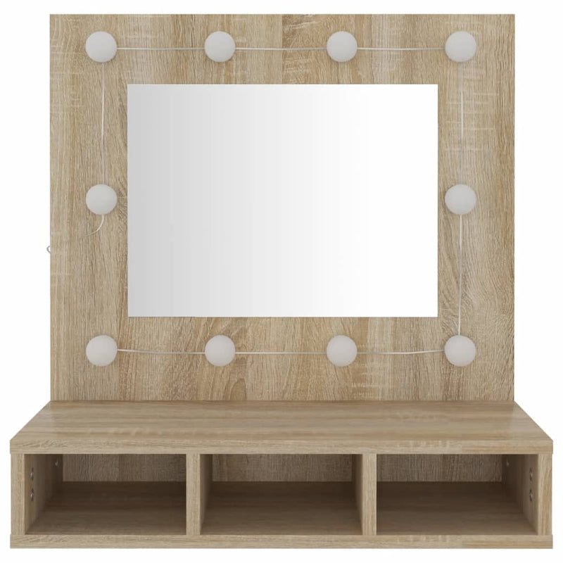 vidaXL sonoma tölgy tükrös szekrény LED-ekkel 60 x 31,5 x 62 cm