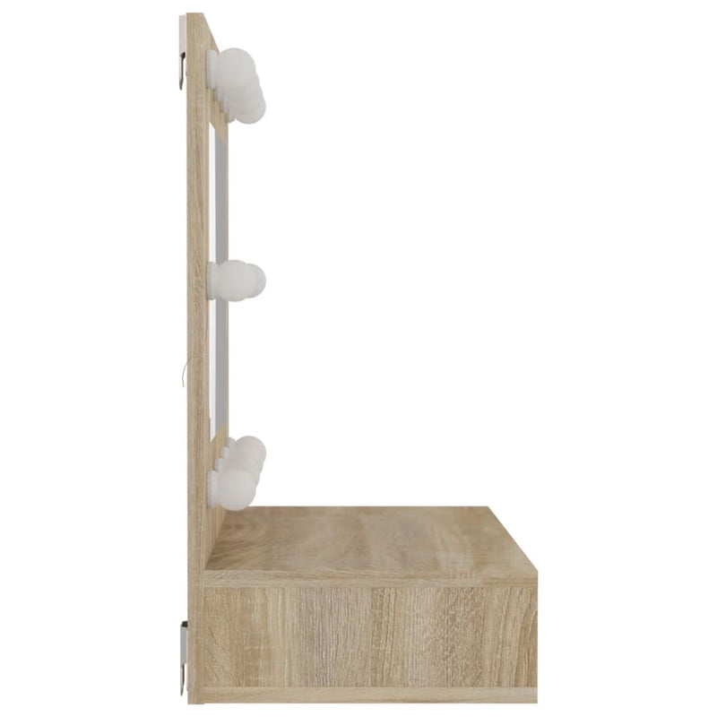 vidaXL sonoma tölgy tükrös szekrény LED-ekkel 60 x 31,5 x 62 cm