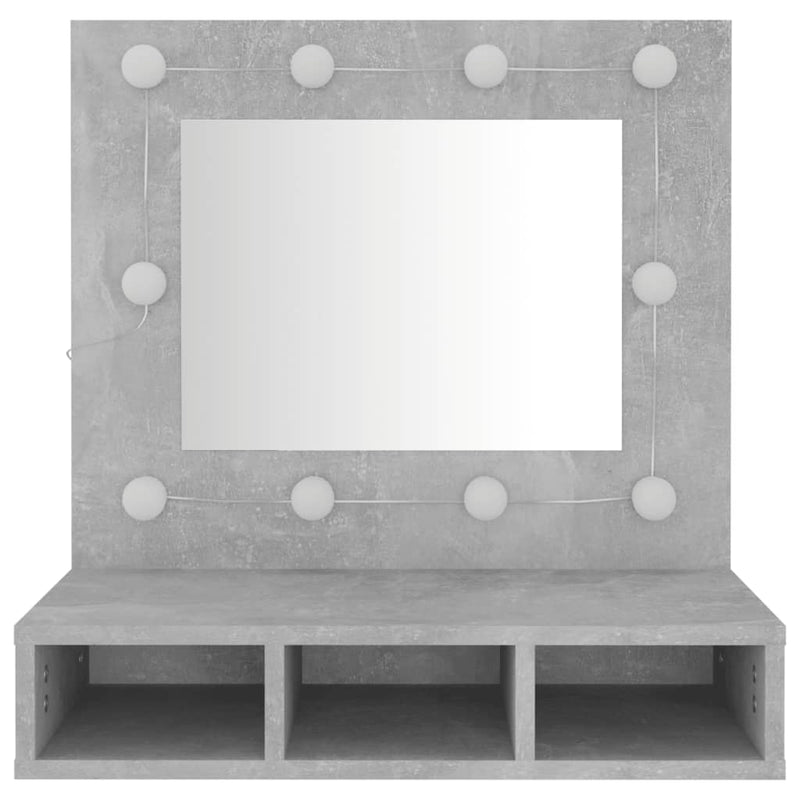 vidaXL betonszürke tükrös szekrény LED-ekkel 60 x 31,5 x 62 cm