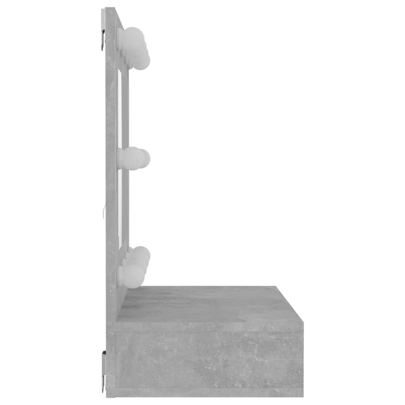 vidaXL betonszürke tükrös szekrény LED-ekkel 60 x 31,5 x 62 cm