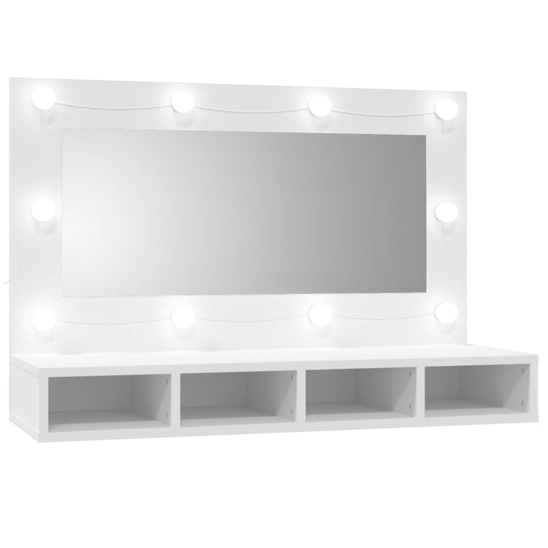 vidaXL fehér tükrös szekrény LED-ekkel 90x31,5x62 cm