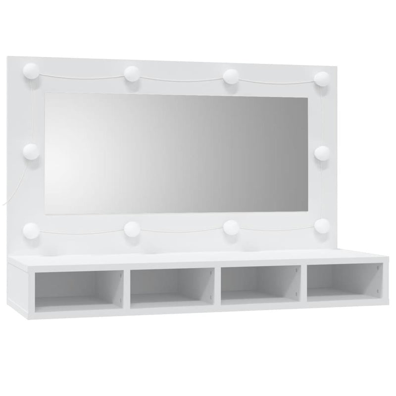 vidaXL fehér tükrös szekrény LED-ekkel 90x31,5x62 cm