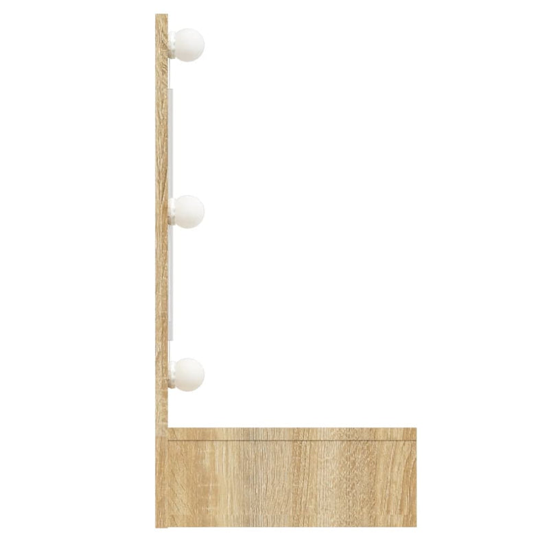 vidaXL sonoma tölgy tükrös szekrény LED-ekkel 90 x 31,5 x 62 cm