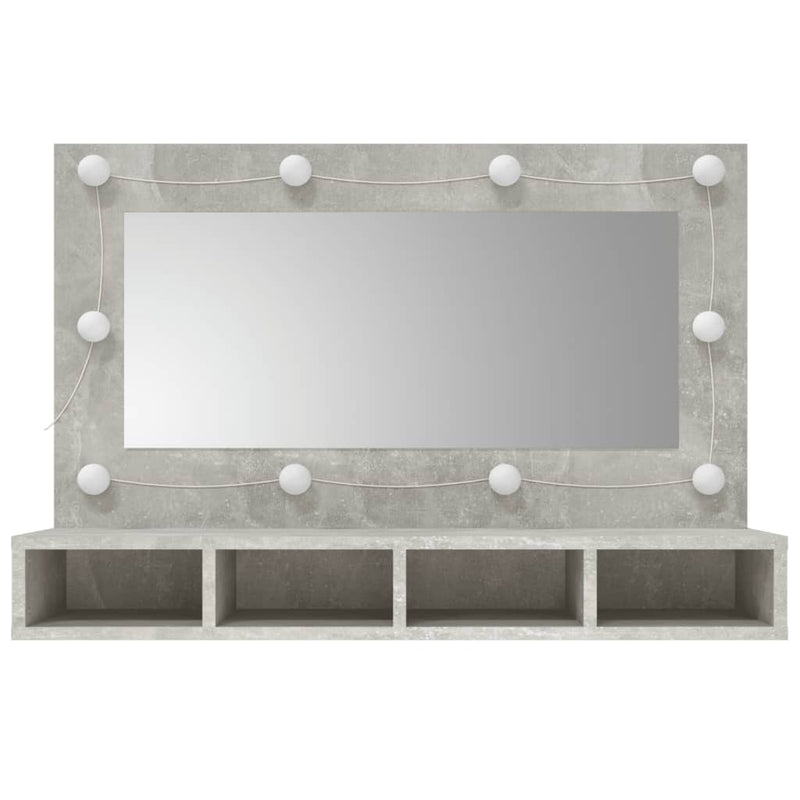 vidaXL betonszürke tükrös szekrény LED-ekkel 90 x 31,5 x 62 cm