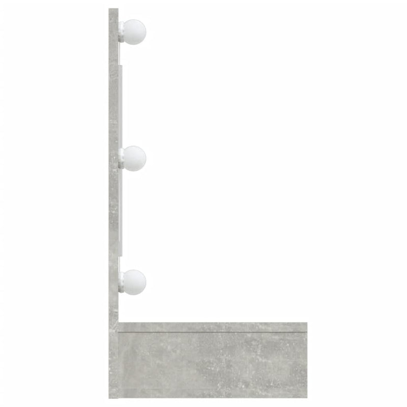 vidaXL betonszürke tükrös szekrény LED-ekkel 90 x 31,5 x 62 cm