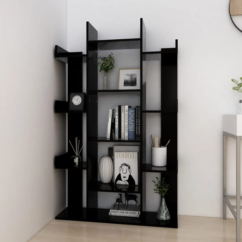 vidaXL fekete szerelt fa könyvszekrény 86 x 25,5 x 140 cm