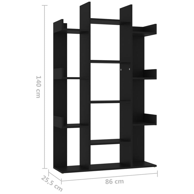 vidaXL fekete szerelt fa könyvszekrény 86 x 25,5 x 140 cm