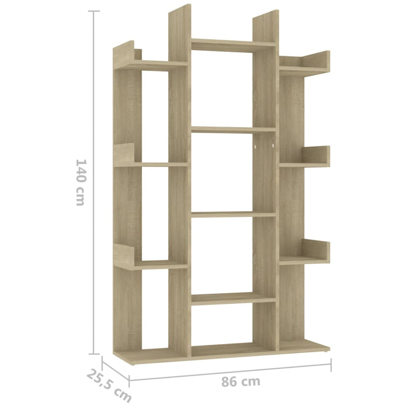 vidaXL sonoma tölgy színű szerelt fa könyvszekrény 86 x 25,5 x 140 cm