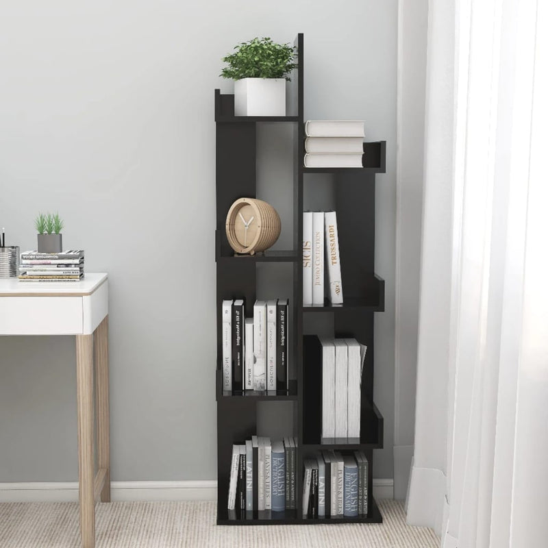 vidaXL fekete szerelt fa könyvszekrény 48 x 25,5 x 140 cm