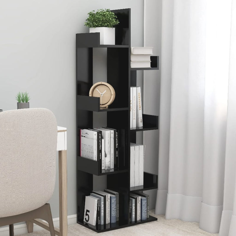 vidaXL fekete szerelt fa könyvszekrény 48 x 25,5 x 140 cm
