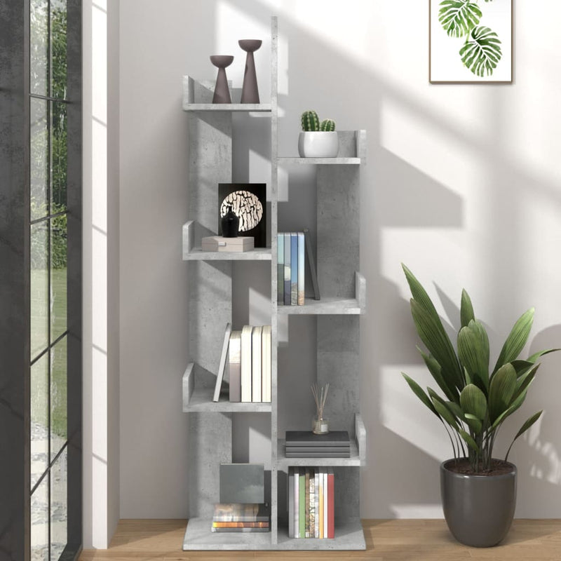 vidaXL betonszürke szerelt fa könyvszekrény 48 x 25,5 x 140 cm