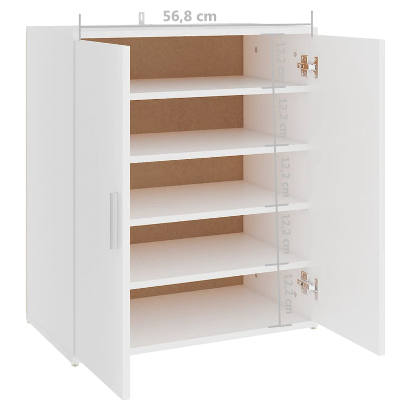 vidaX fehér szerelt fa cipősszekrény 60 x 35 x 70 cm