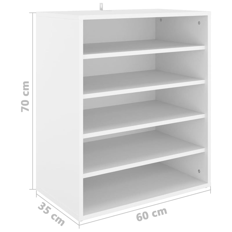 vidaX fehér szerelt fa cipősszekrény 60 x 35 x 70 cm