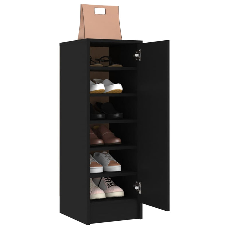 vidaXL fekete szerelt fa cipősszekrény 32 x 35 x 92 cm