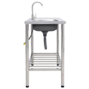 vidaXL egymedencés rozsdamentes acél kempingmosogató