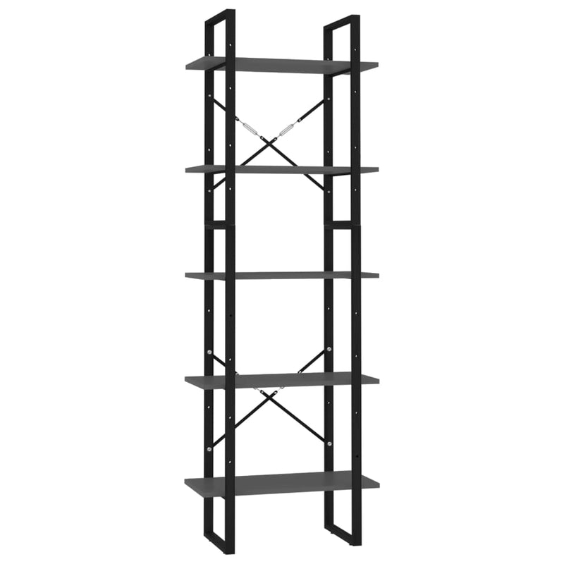 vidaXL 5 szintes szürke szerelt fa könyvszekrény 60 x 30 x 175 cm