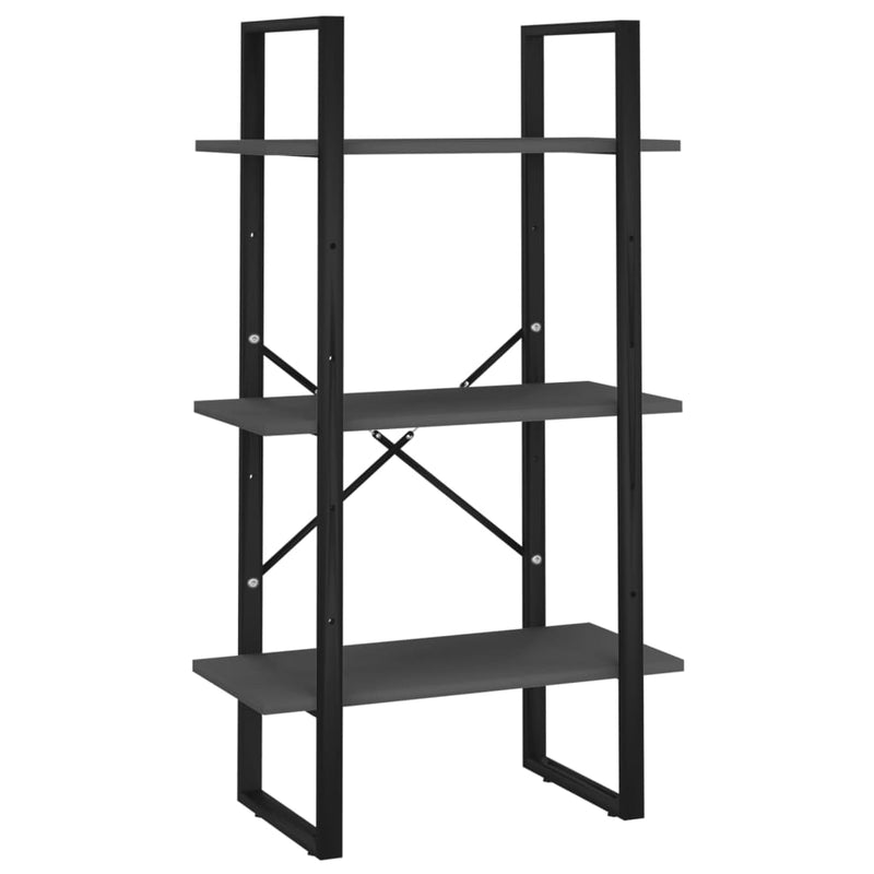 vidaXL 5 szintes szürke szerelt fa könyvszekrény 60 x 30 x 175 cm