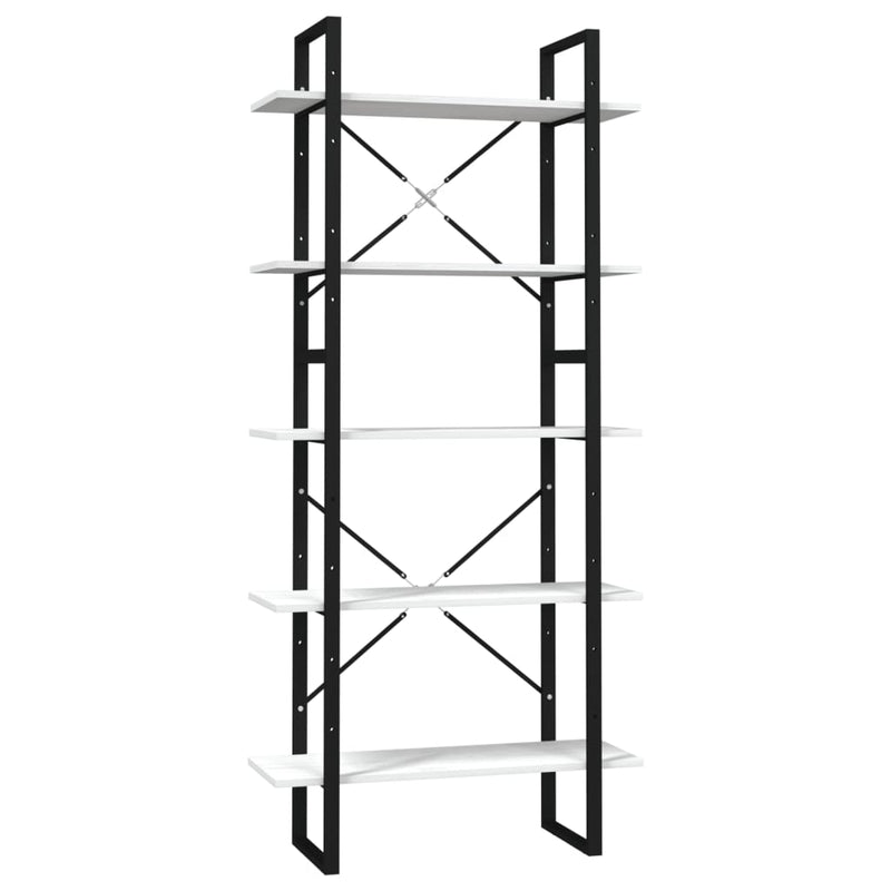 vidaXL ötszintes fehér fenyőfa könyvszekrény 80 x 30 x 175 cm