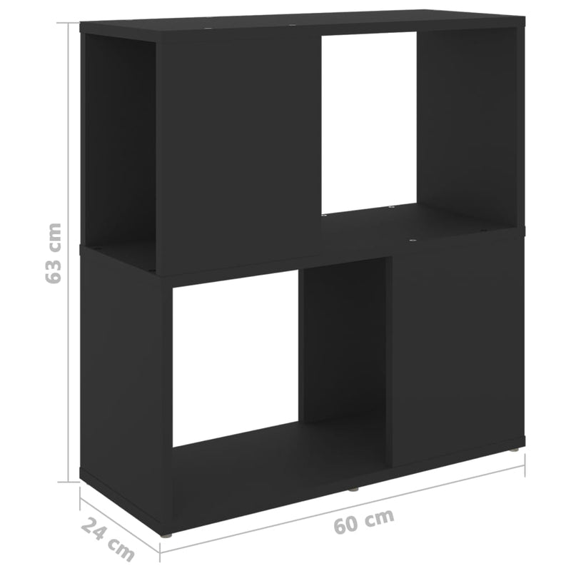 vidaXL fekete szerelt fa könyvszekrény 60 x 24 x 63 cm