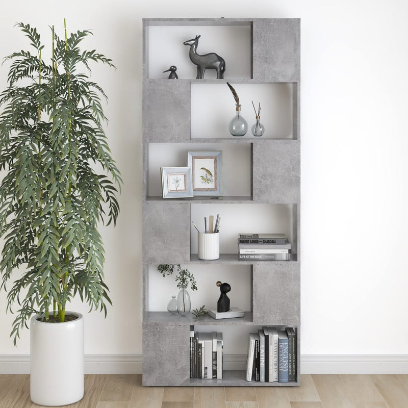 vidaXL betonszürke térelválasztó könyvszekrény 80 x 24 x 186 cm