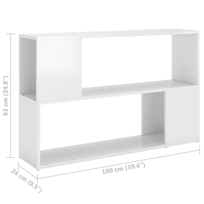 vidaXL magasfényű fehér szerelt fa könyvszekrény 100 x 24 x 63 cm