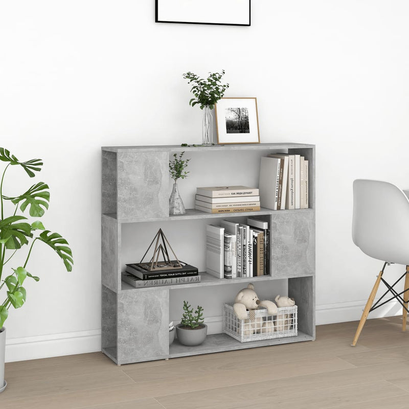 vidaXL betonszürke szerelt fa térelválasztó könyvszekrény 100x24x94 cm