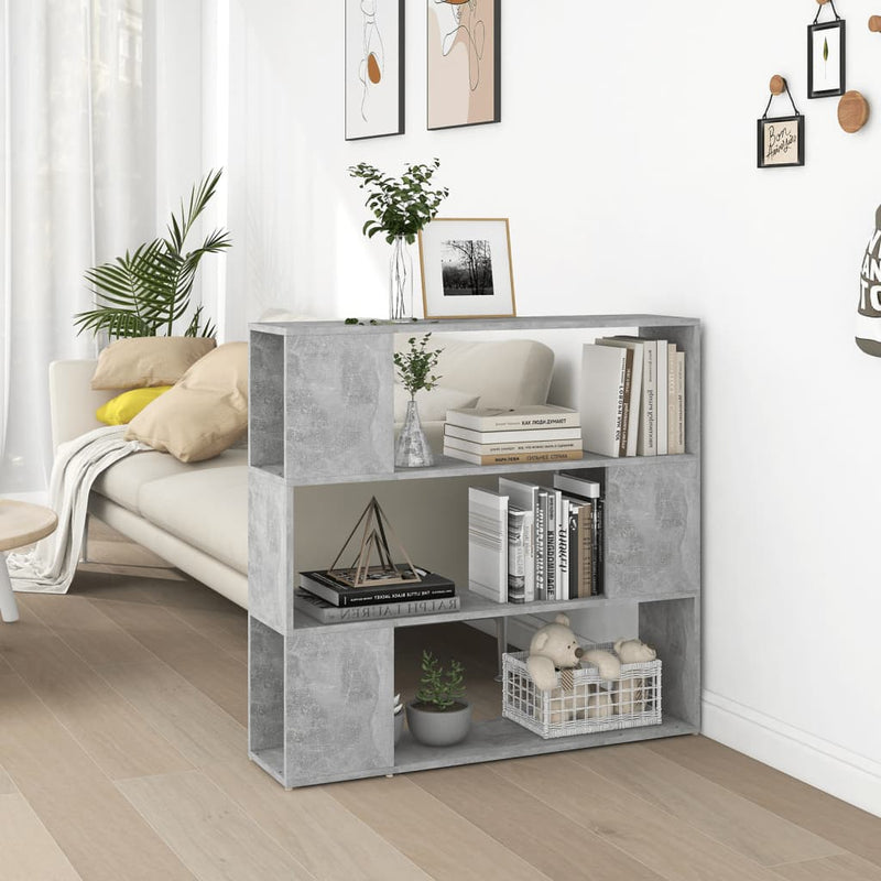 vidaXL betonszürke szerelt fa térelválasztó könyvszekrény 100x24x94 cm