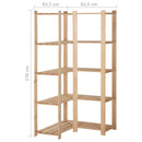 vidaXL 5 szintes tömör fenyőfa sarok-tárolóállvány 82,5x82,5x170 cm