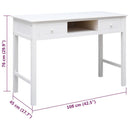 vidaXL fehér tömör császárfa íróasztal 108 x 45 x 76 cm
