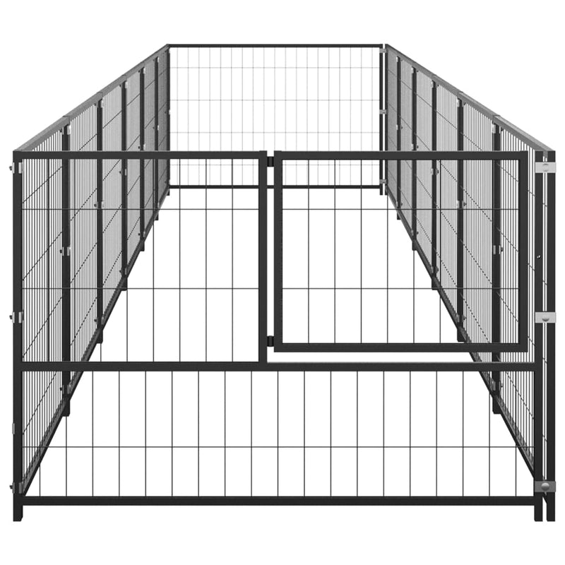 vidaXL fekete acél kutyakennel 6 m²