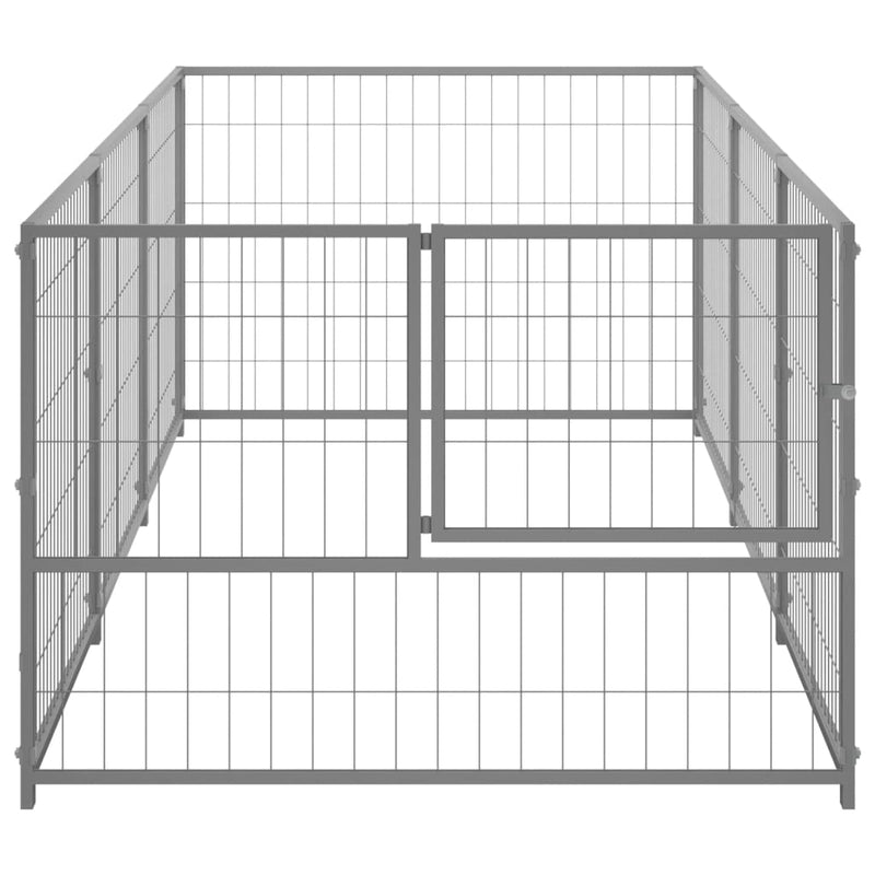 vidaXL ezüstszínű acél kutyakennel 3 m²