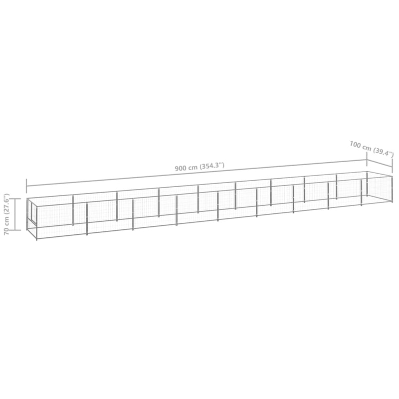 vidaXL ezüstszínű acél kutyakennel 9 m²