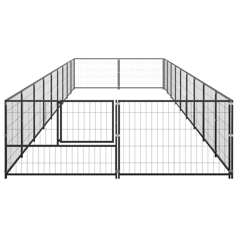 vidaXL fekete acél kutyakennel 18 m²