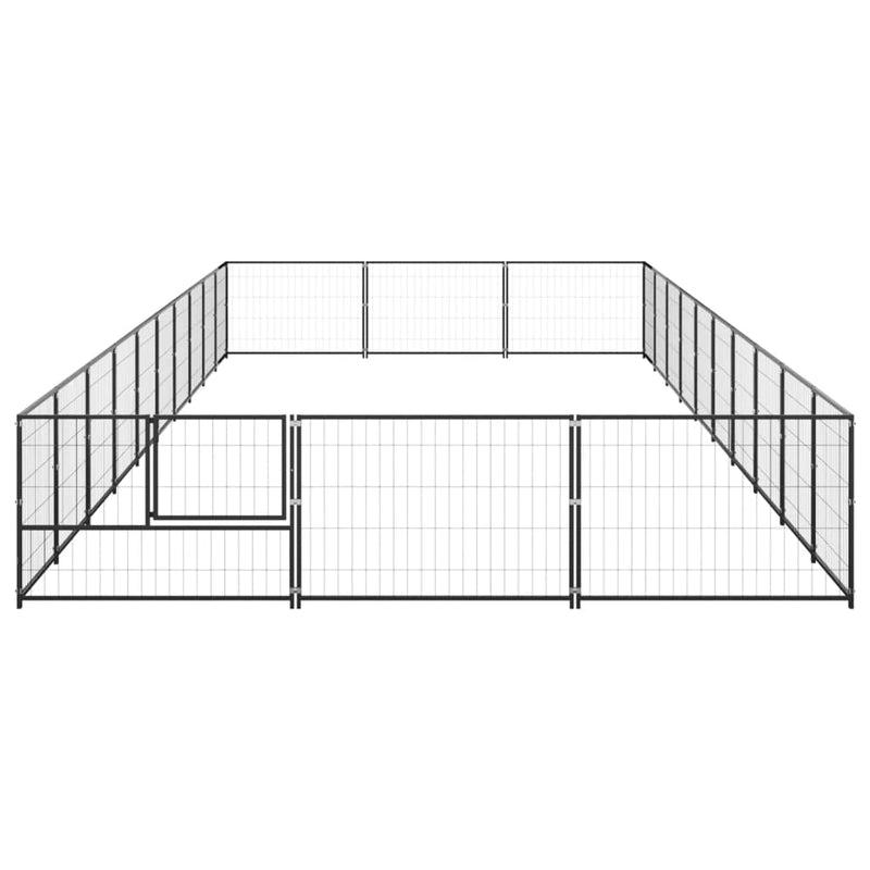 vidaXL fekete acél kutyakennel 30 m²