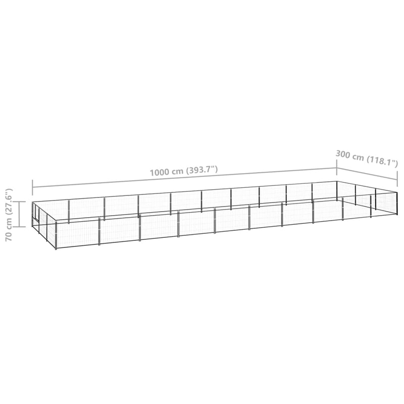 vidaXL fekete acél kutyakennel 30 m²